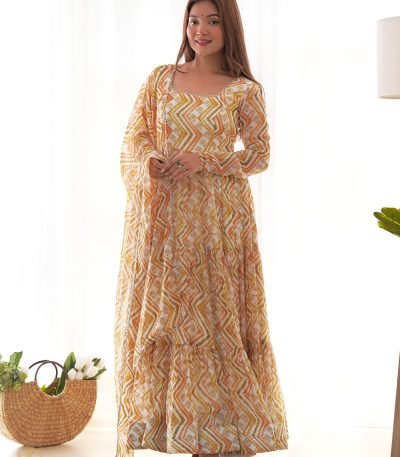 Zigzag Printed Anarkali Suit