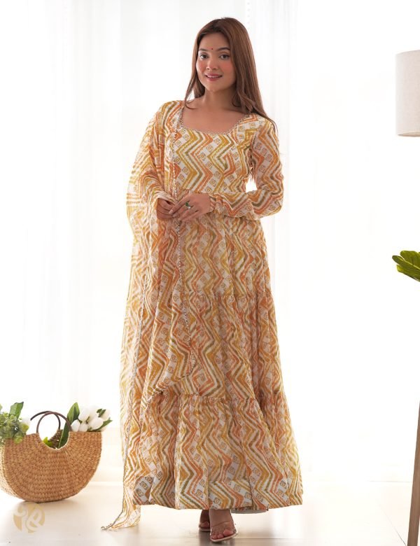 Zigzag Printed Anarkali Suit