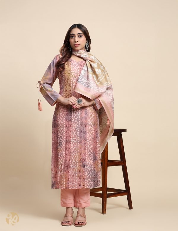 Straight Kurta With Palazzo And Dupatta Set