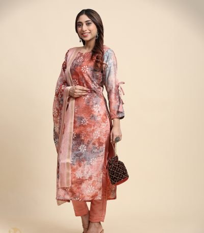 Embroidered Stitched Kurta Set For Women