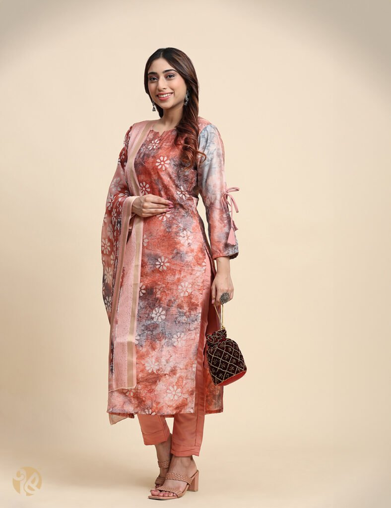 Embroidered Stitched Kurta Set For Women