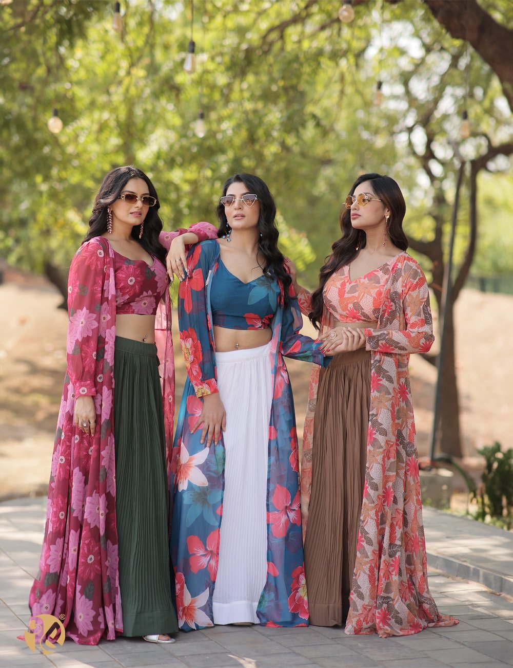 11 Stylish Crush Pleated Lehenga Choli Set With Floral Shrug