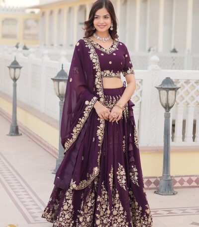 ROYAL WEDDING COLLECTION GEORGETTE LEHENGA CHOLI WITH SEQUIENS EMBRIDERY