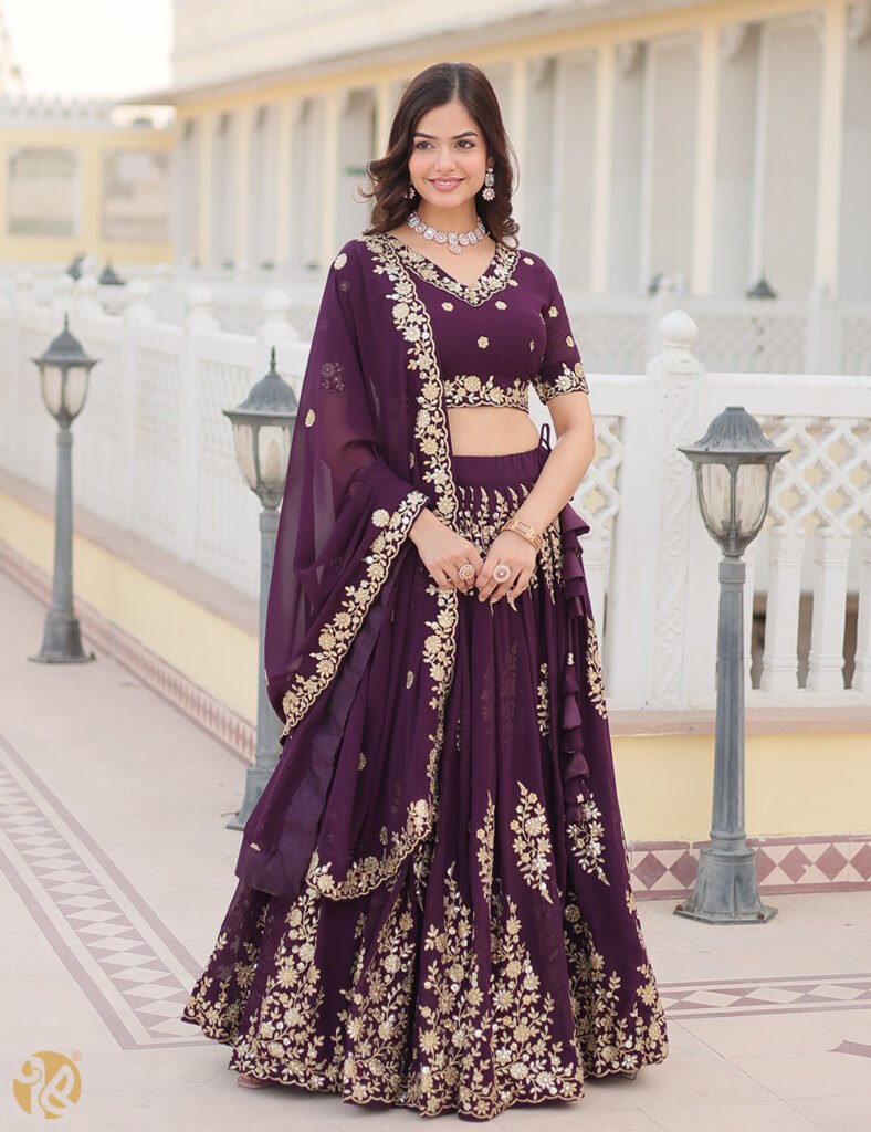 ROYAL WEDDING COLLECTION GEORGETTE LEHENGA CHOLI WITH SEQUIENS EMBRIDERY